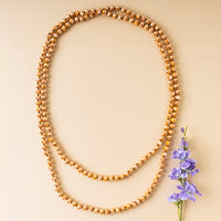 60” Crystal Beaded Necklace-Gold Jade