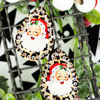 SANTA LEOPARD CRYSTAL TEARDROP EARRINGS