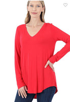 
              Ruby Rayon Long Sleeve V-Neck Top, all sizes
            