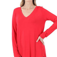 Ruby Rayon Long Sleeve V-Neck Top, all sizes