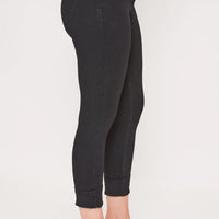 Black Mid Rise Cuff Ankle Pants