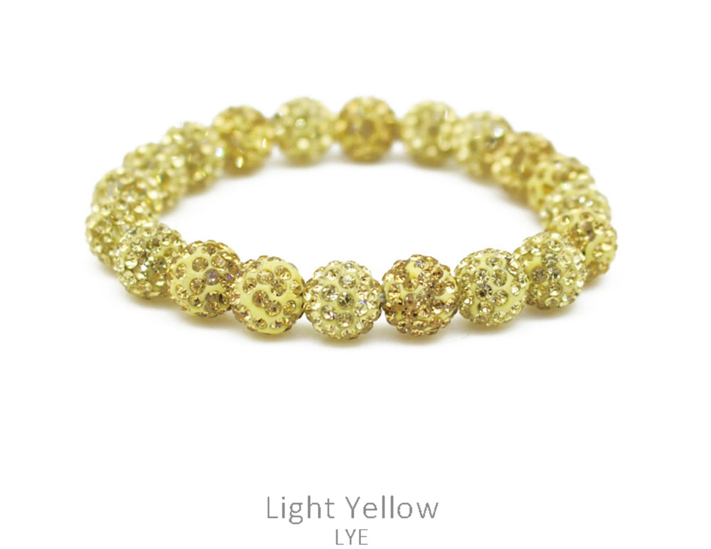 Crystal Pave Bead Stretch Bracelet-Light Yellow