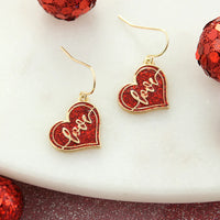 
              Gold & Red Love Heart Earrings
            