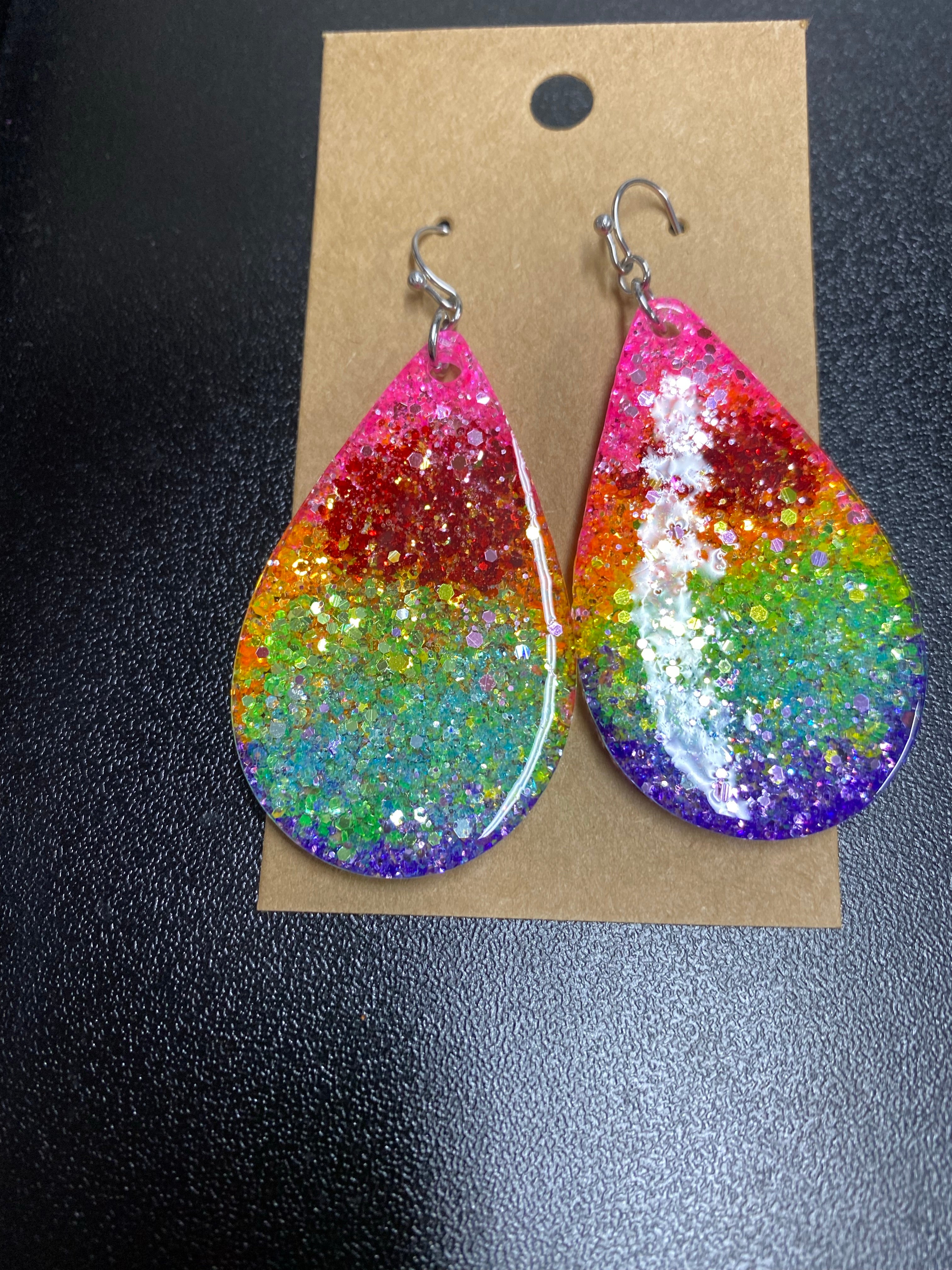 Beautiful Handcrafted Multi Color Glitter Earrings