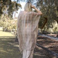 Mocha Tassel Kimono with Lurex Thread