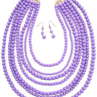 Multi Strand Beaded Necklace Set-Light Purple
