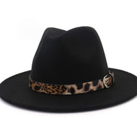 Leopard Band Panama Hat-Black