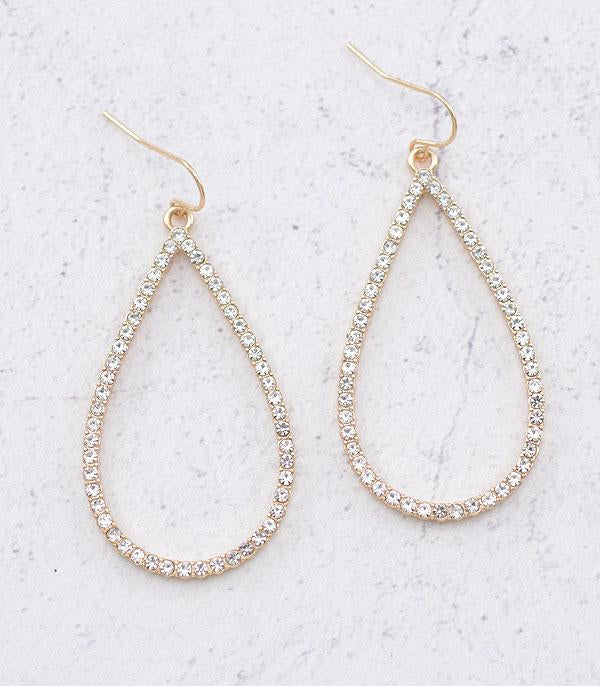 Crystal Teardrop Earrings-Gold