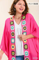 
              Open Front Kimono with Crochet Details
            