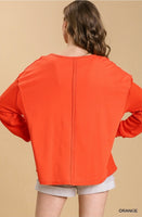 
              French Terry Waffle Knit Top-Orange
            