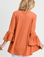 
              3X ONLY!! 3/4 Bell Sleeve Top-Copper (no returns)
            