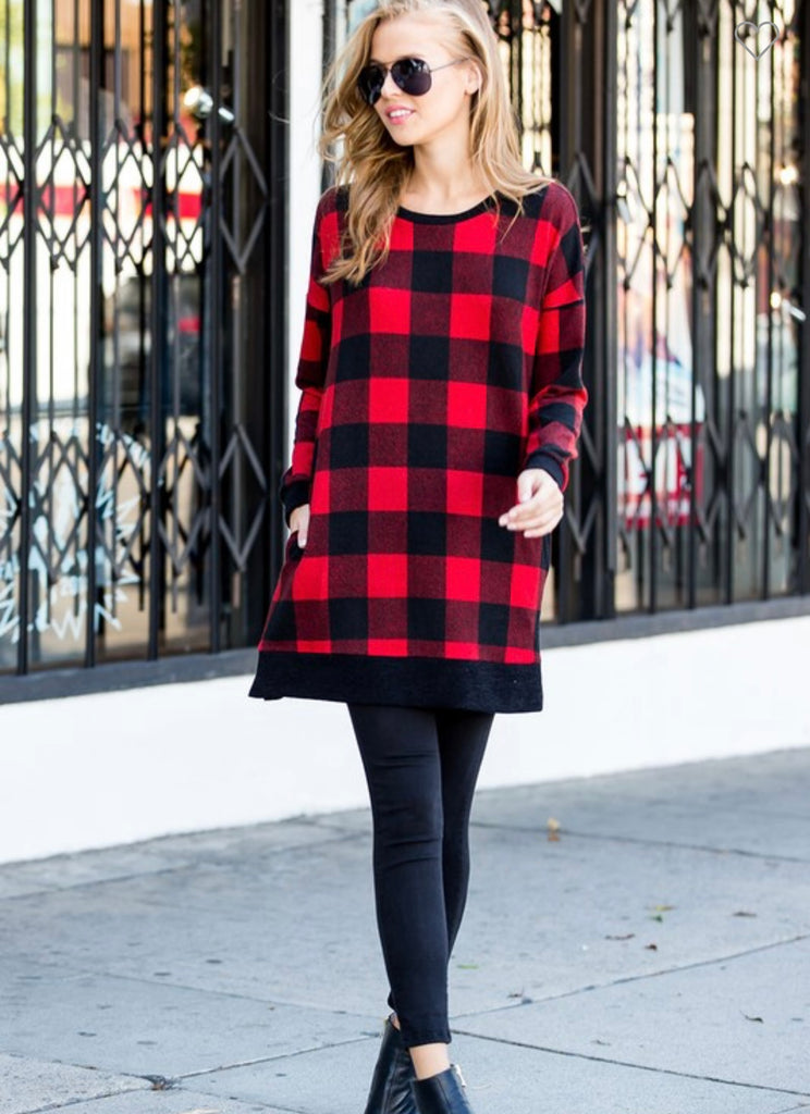 Buffalo Plaid Tunic Sweater