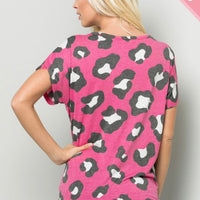 Leopard Print Button Front Tie Top