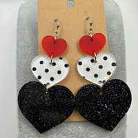 Glitter Acrylic Heart Earrings