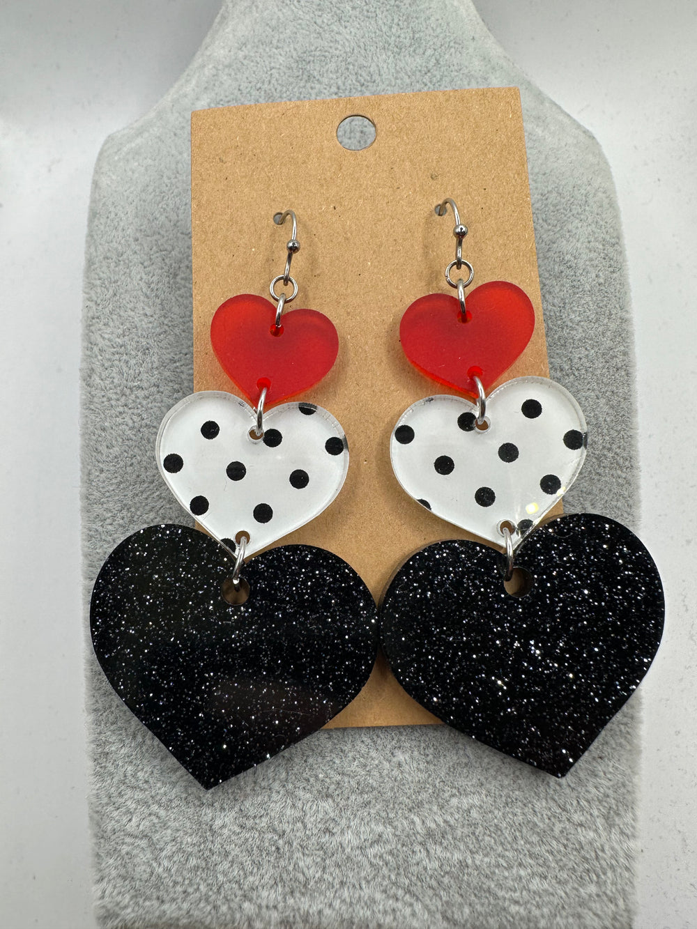 Glitter Acrylic Heart Earrings