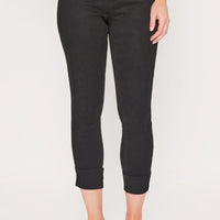 Black Mid Rise Cuff Ankle Pants