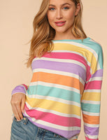 
              Rainbow Stripe French Terry Top
            
