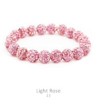 Crystal Pave Bead Stretch Bracelet-Light Rose
