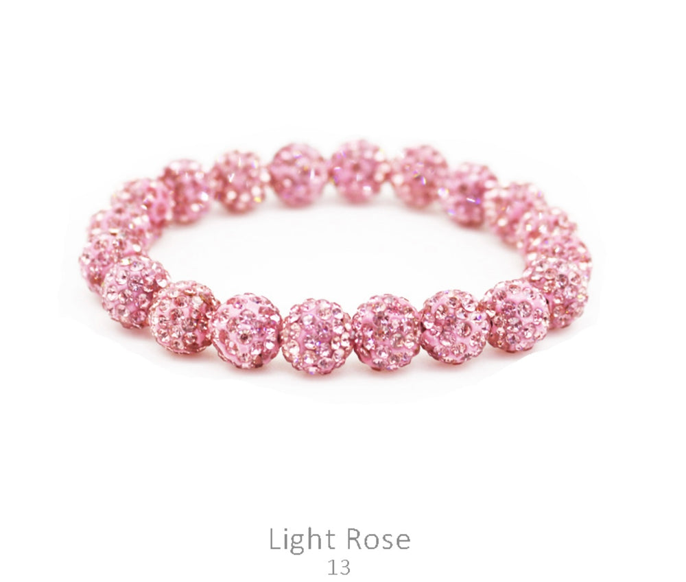 Crystal Pave Bead Stretch Bracelet-Light Rose