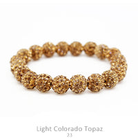 Crystal Pave Bead Stretch Bracelet-Light Colorado Topaz