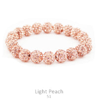 Crystal Pave Bead Stretch Bracelet-Light Peach