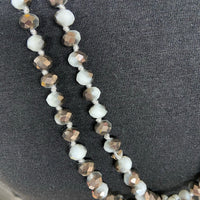 White and Grey Hematite Metallic Crystal Bead Necklace