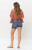 
              Judy Blue Mid Rise Release Hem Shorts
            