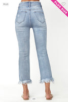 
              Risen High Waist Frayed Jeans-Plus Size
            