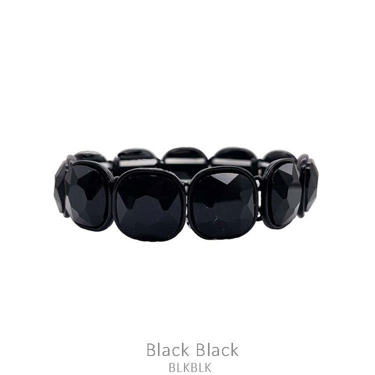 Black Stone Stretch Bracelet