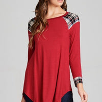 S only--(NO RETURNS) Ruby Tunic Top with Plaid