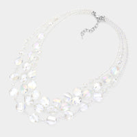 Lucite Beaded Necklace Set-Crystal
