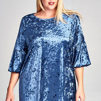 Plus Velvet Tunic Dress-Sapphire