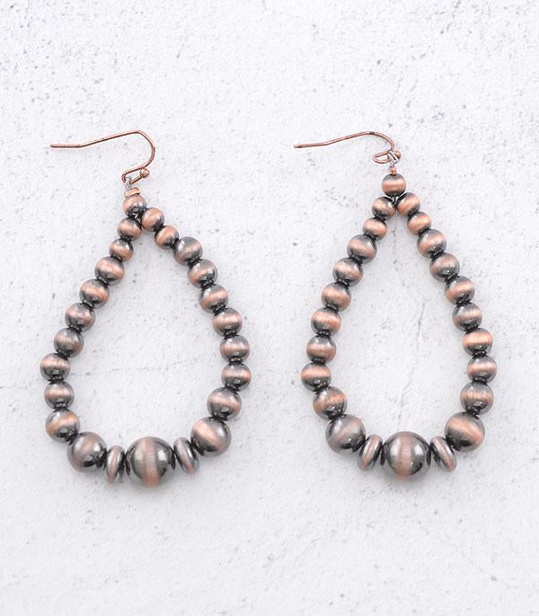 Navajo Pearl Copper Teardrop Earrings