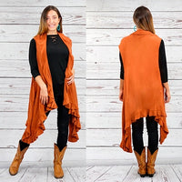 All Ruffled Up Vest in Rust