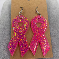 Glitter Acrylic Breast Cancer Earrings