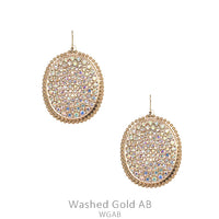 AB Oval Rhinestone Earrings-Gold
