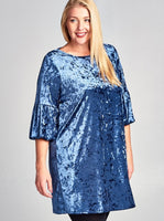 
              Plus Velvet Tunic Dress-Sapphire
            