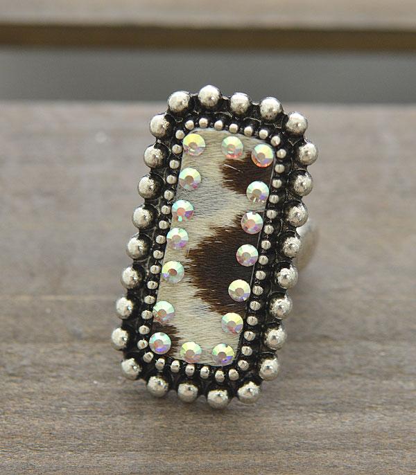 Cowhide Bling Stretch Ring