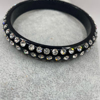 Black Bling Bangle with Clear Stones