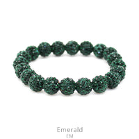 Crystal Pave Bead Stretch Bracelet-Emerald