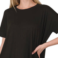 Brushed Short Sleeve Maxi Dress-Black