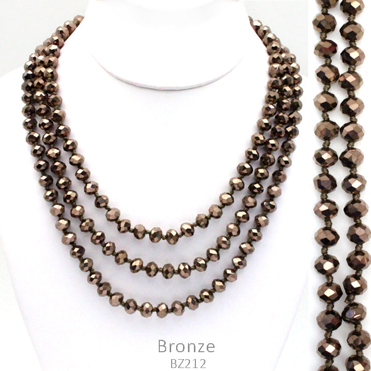 60” Crystal Bead Necklace-Bronze