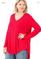 
              Ruby Rayon Long Sleeve V-Neck Top, all sizes
            