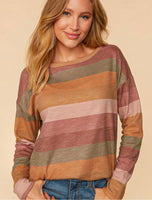 
              Caramel/Rust Stripe Long Sleeve Top
            