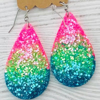 Glitter Acrylic Teardrop Earrings