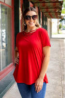 
              Essential Ruby Caged Neck Top, all sizes
            