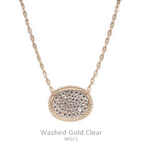 Oval Rhinestone Necklace-Gold