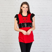 
              Butterfly Sleeves Top with Sequins
            