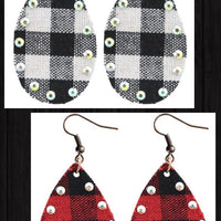 Buffalo Plaid Earrings With Crystals