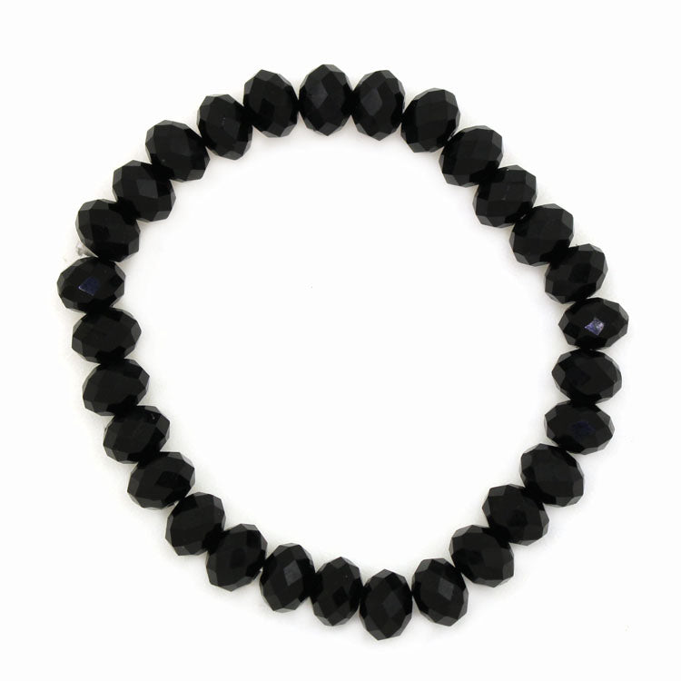 Crystal Bead Stretch Bracelet-Black